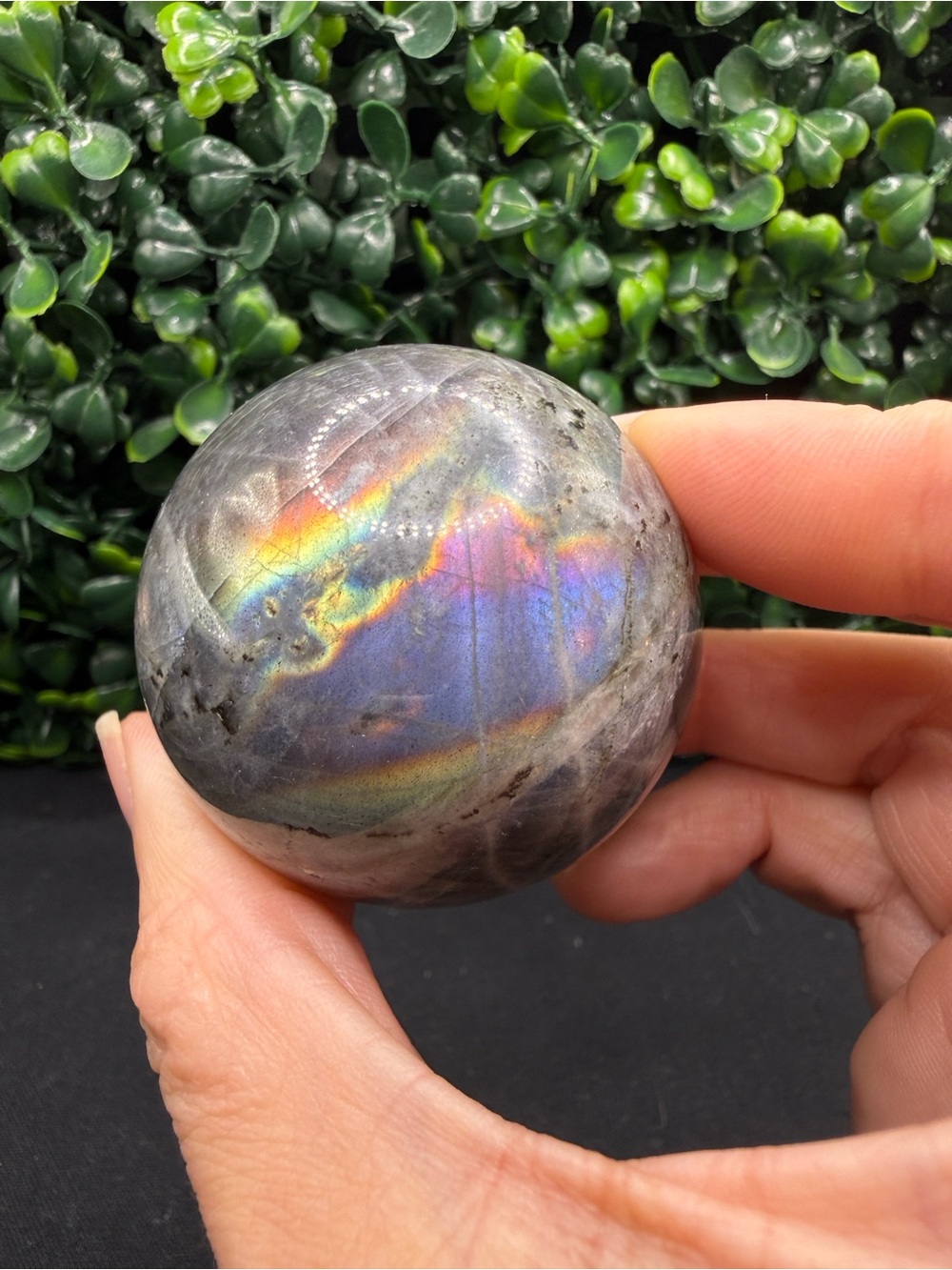 (LabS4) Flashy Rainbow Labradorite Sphere 46mm